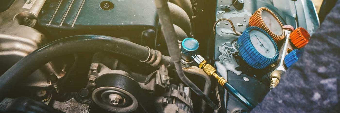 Close up view of a vehicle's AC component