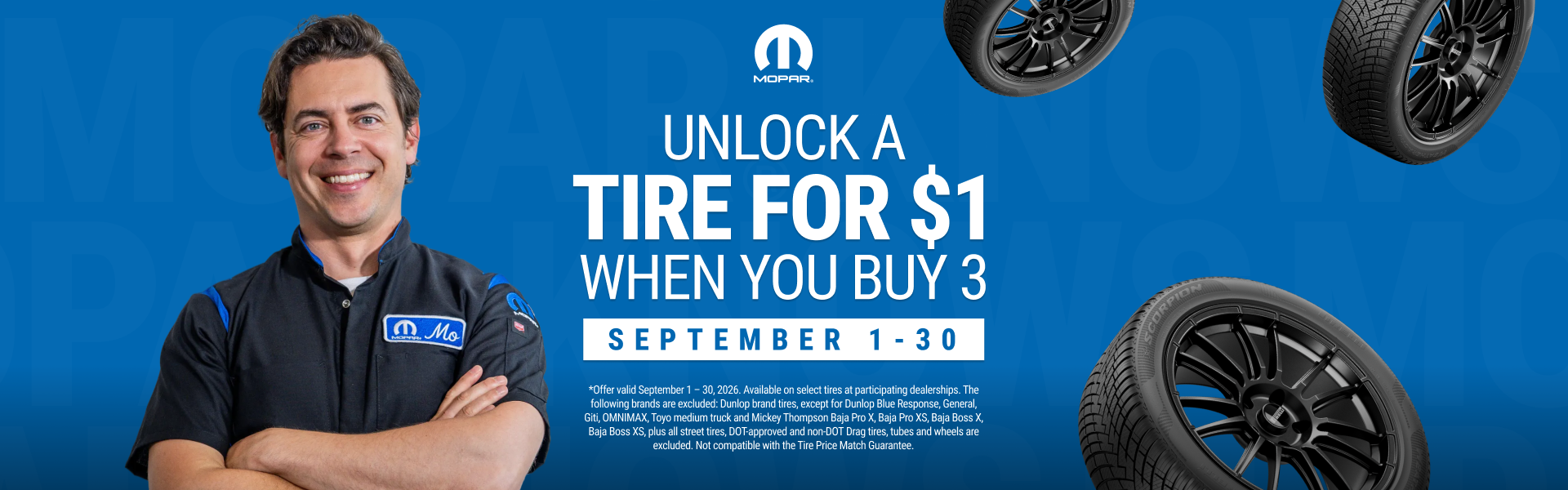 Buy 3 Tires Get One For One Dollar